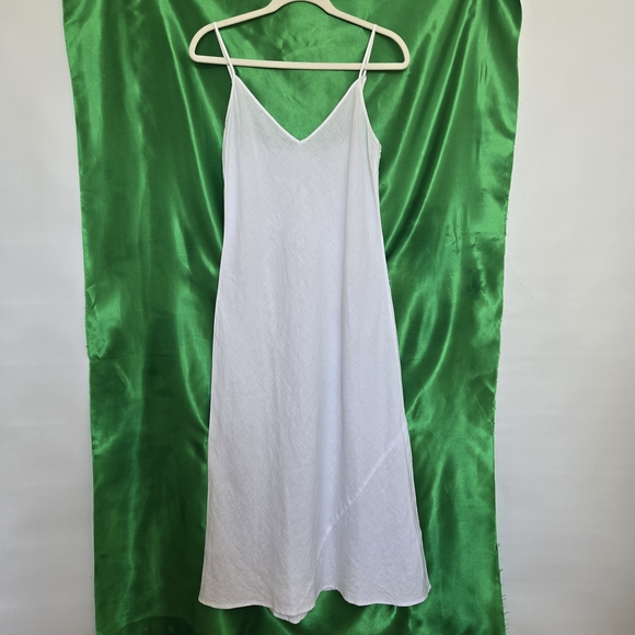 WILFRED ARITZIA SLIP DRESS WHITE 100% LINEN WOMEN SPAGHETTI STRAP SZ MEDIUM - Picture 2 of 10